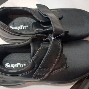 SureFit Sz 11 Black Leather Orthopedic Diabetic Walking Shoes Womens Hook Loop
